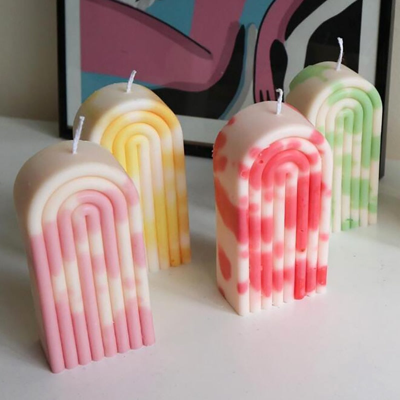 14cm Rainbow Arch Candle Silicone Mold DIY Rainbow Bridge Geometry