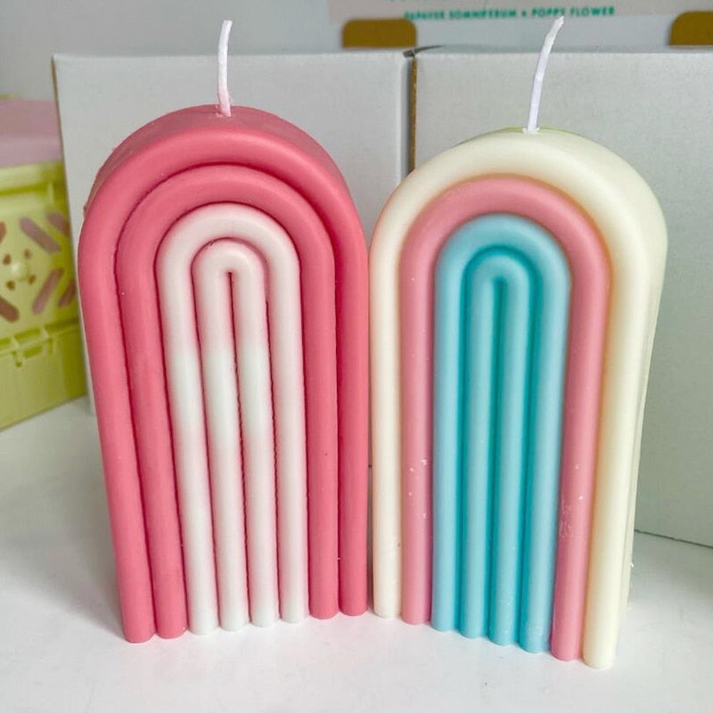 14cm Rainbow Arch Candle Silicone Mold DIY Rainbow Bridge Geometry