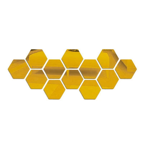6/12Pcs 3D Mirror Wall Sticker Hexagon Shape Acrylic Self Adhesive