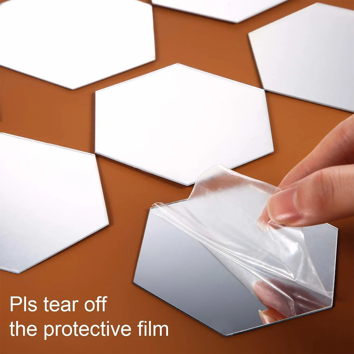 6/12Pcs 3D Mirror Wall Sticker Hexagon Shape Acrylic Self Adhesive