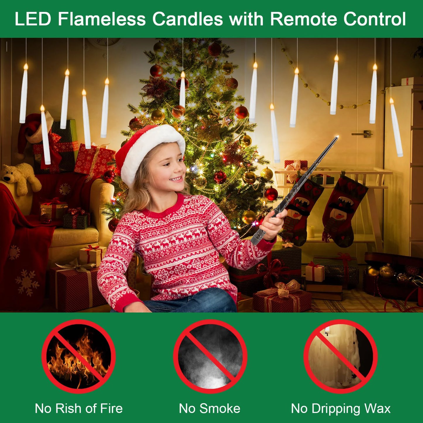 12-48 Floating Candles with Magic Wand Christmas Flying Candle