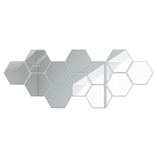 6/12Pcs 3D Mirror Wall Sticker Hexagon Shape Acrylic Self Adhesive