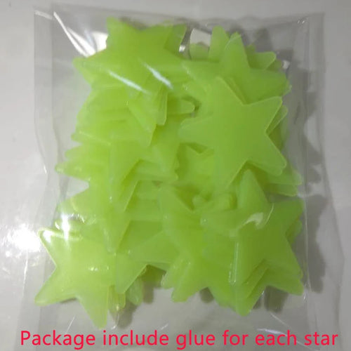 Pvc Stars Glow Stickers Luminous In Dark Night Fluorescent Wall Art 3D