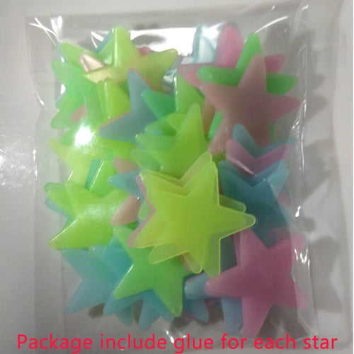 Pvc Stars Glow Stickers Luminous In Dark Night Fluorescent Wall Art 3D