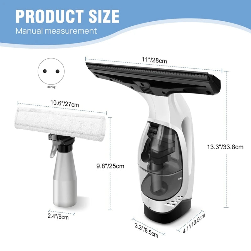 Cordless Window Vac, Rechargeable Window Vacuum Cleaner With Squeegee