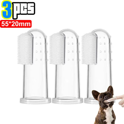 Silicone Soft Pet Finger Cuff Toothbrushes Dog Brush Bad Breath Tartar