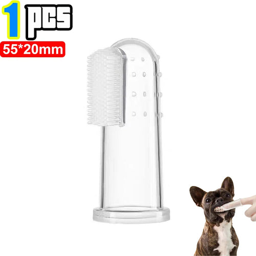 Silicone Soft Pet Finger Cuff Toothbrushes Dog Brush Bad Breath Tartar