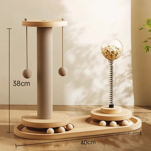 Sisal Scratching Post for Cat Solid Wood Cats Turntable Durable Kitten