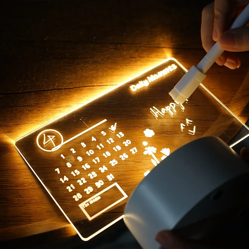 Creative LED Note Board Night Light USB Rewritable Message Board Warm