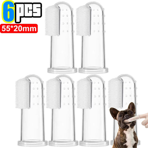 Silicone Soft Pet Finger Cuff Toothbrushes Dog Brush Bad Breath Tartar