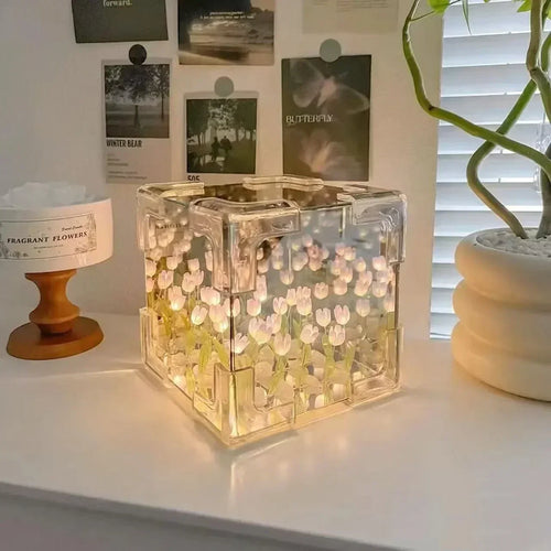 1pc New Creative Diy Tulip Flower Sea Cube Three-Dimensional Small