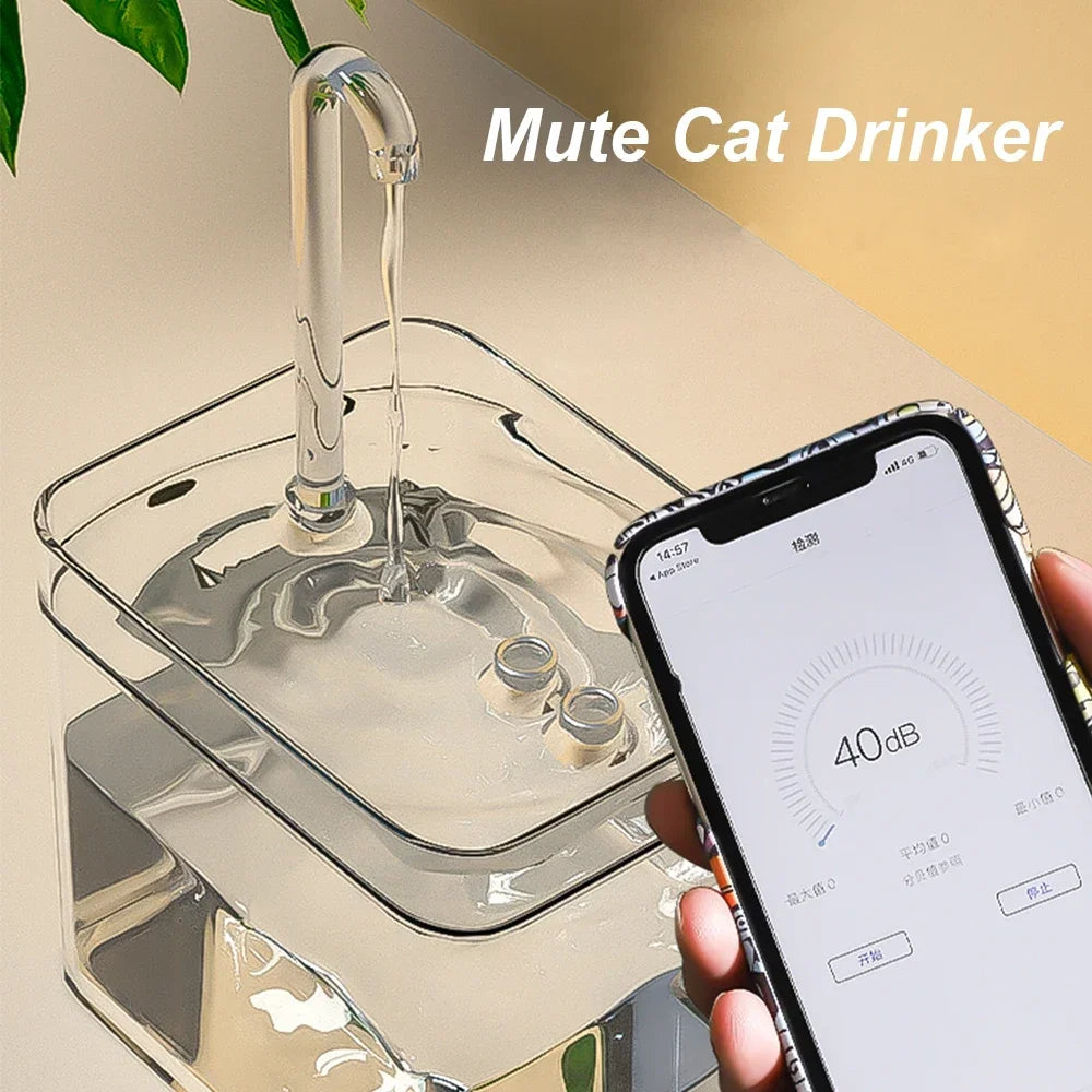 Cat Water Fountain Auto Filter Transparent Cat Drinker USB Electric