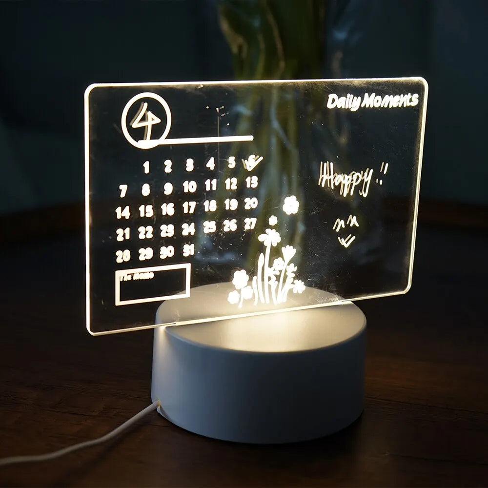 Creative LED Note Board Night Light USB Rewritable Message Board Warm