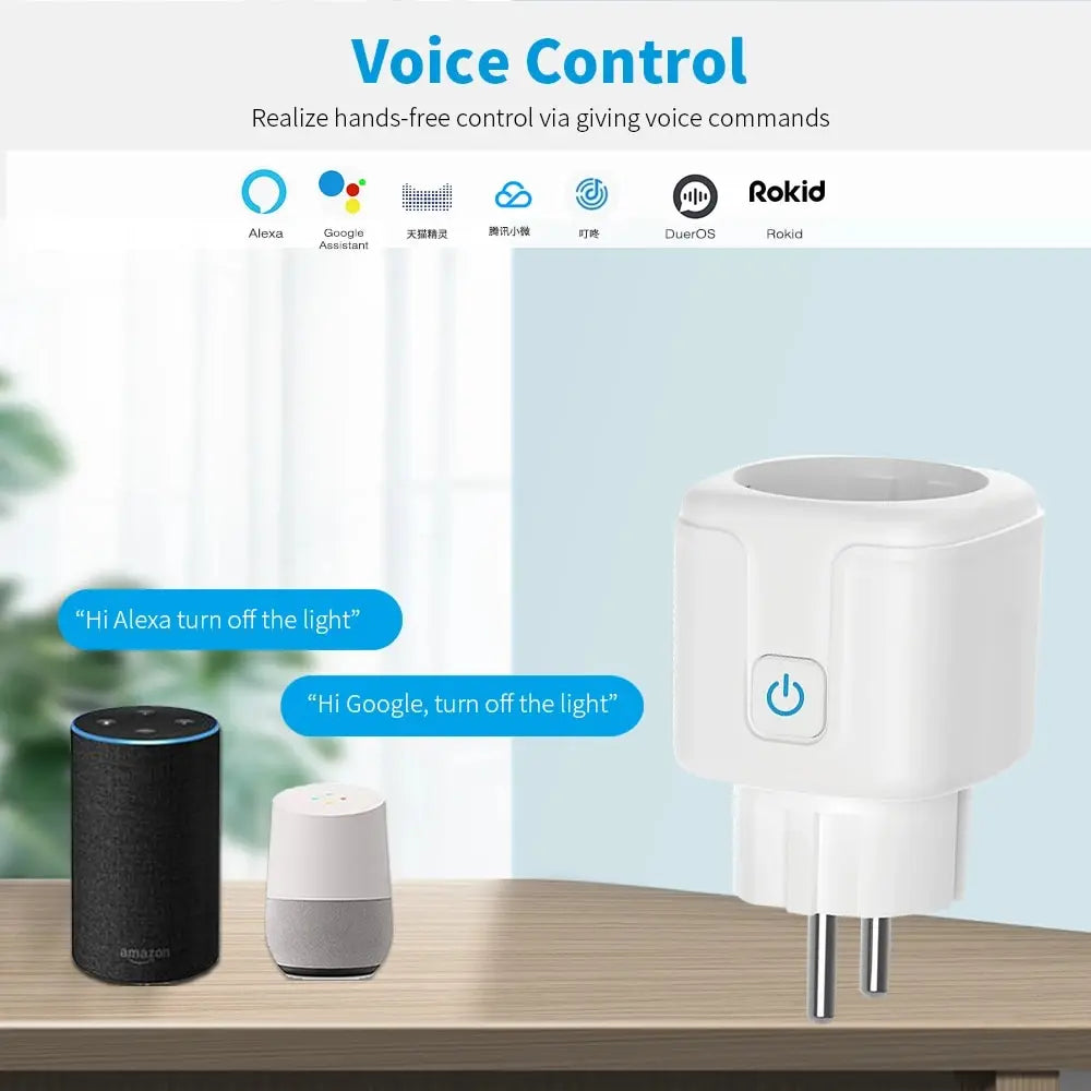 Tuya Wifi Smart Socket EU Plug 16/20A Power Monitor Remote Control