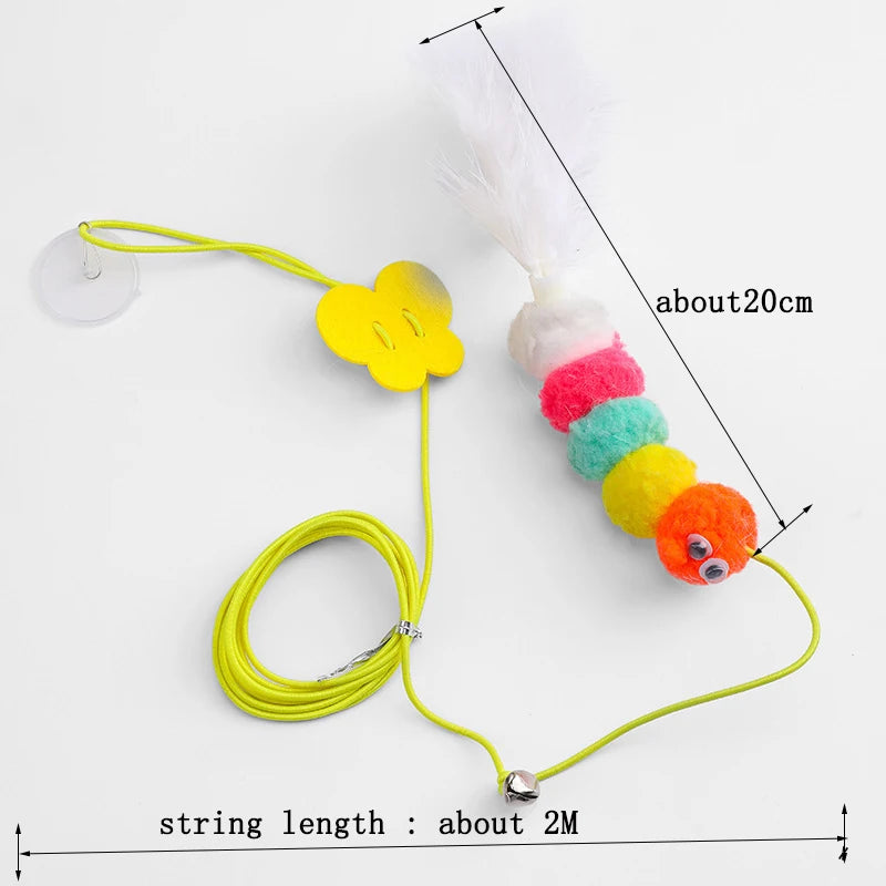 Pet Cat Toys Funny Stick Kitten Self -hi Elastic Rope Dragonfly Shape