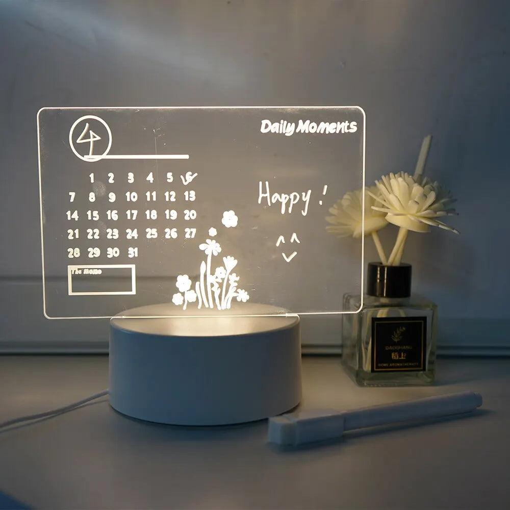 Creative LED Note Board Night Light USB Rewritable Message Board Warm