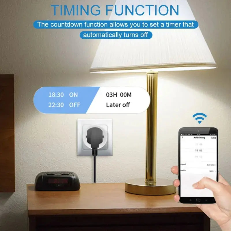 Tuya Wifi Smart Socket EU Plug 16/20A Power Monitor Remote Control
