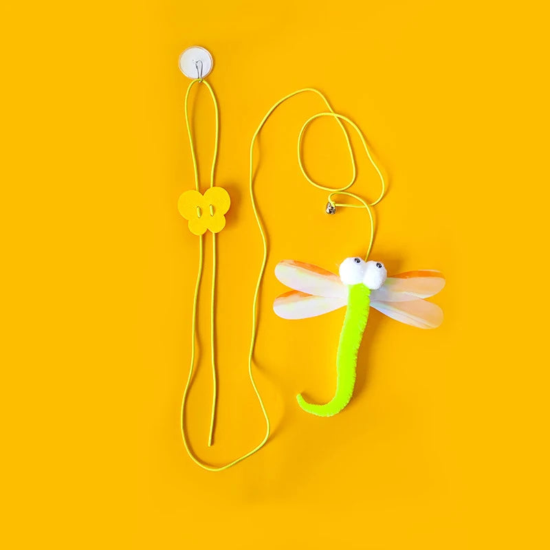 Pet Cat Toys Funny Stick Kitten Self -hi Elastic Rope Dragonfly Shape