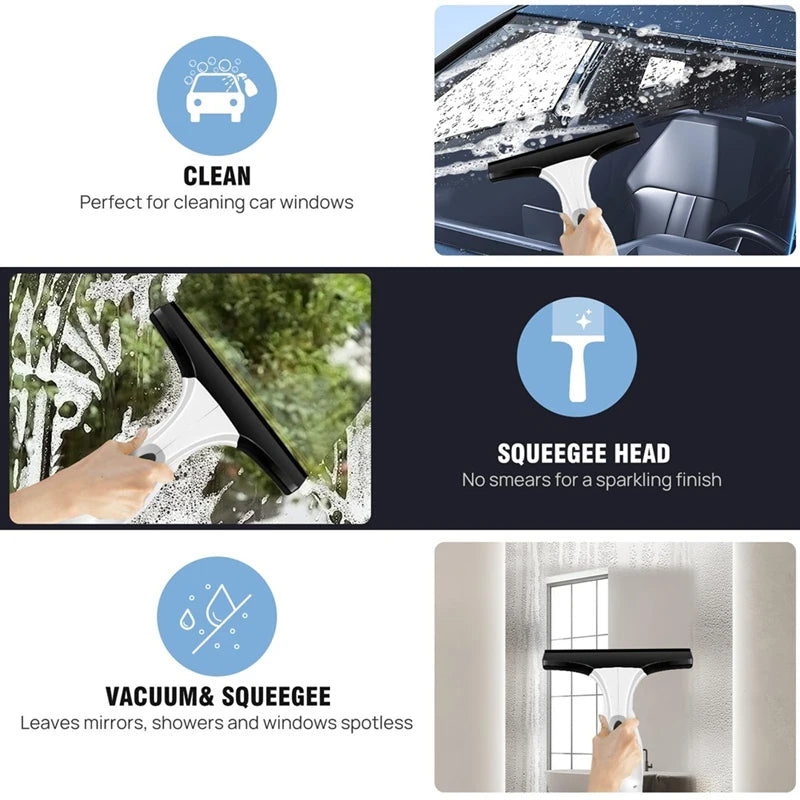 Cordless Window Vac, Rechargeable Window Vacuum Cleaner With Squeegee
