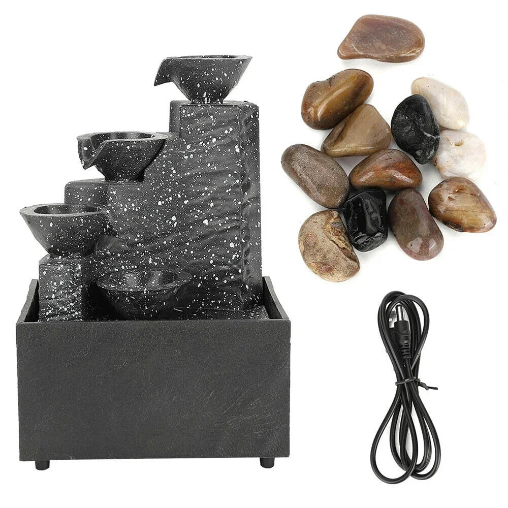 Tabletop Waterfall Home Decor LED Lights Statues Relaxation Meditation