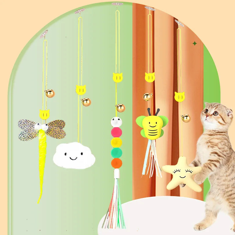 Pet Cat Toys Funny Stick Kitten Self -hi Elastic Rope Dragonfly Shape