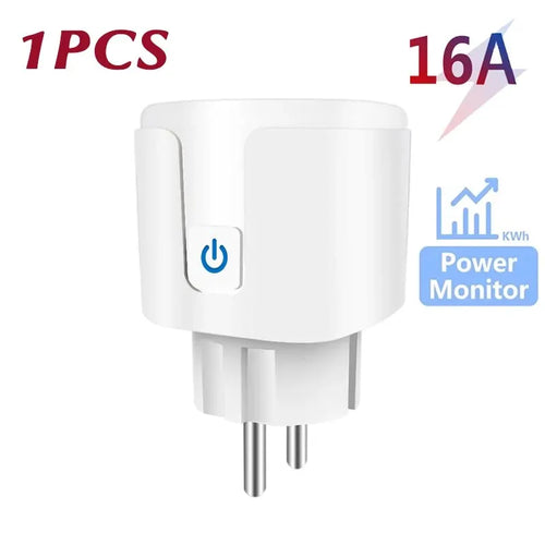 Tuya Wifi Smart Socket EU Plug 16/20A Power Monitor Remote Control