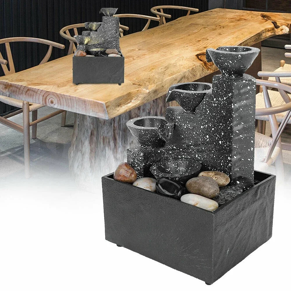 Tabletop Waterfall Home Decor LED Lights Statues Relaxation Meditation