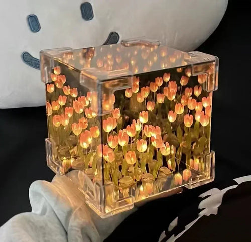 1pc New Creative Diy Tulip Flower Sea Cube Three-Dimensional Small