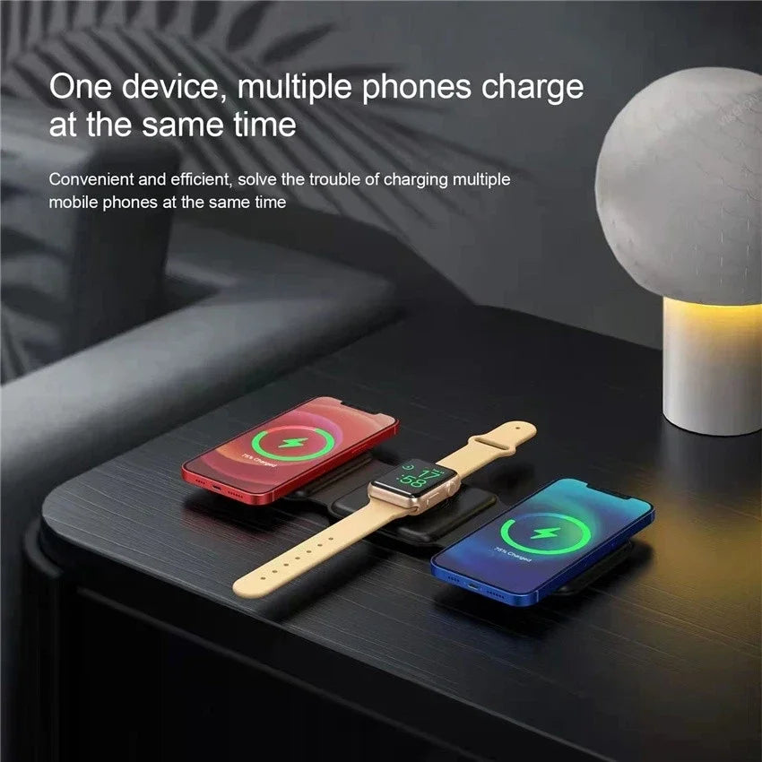 100W 3 in 1 Magnetic Wireless Charger Pad Stand for iPhone 15 14 13