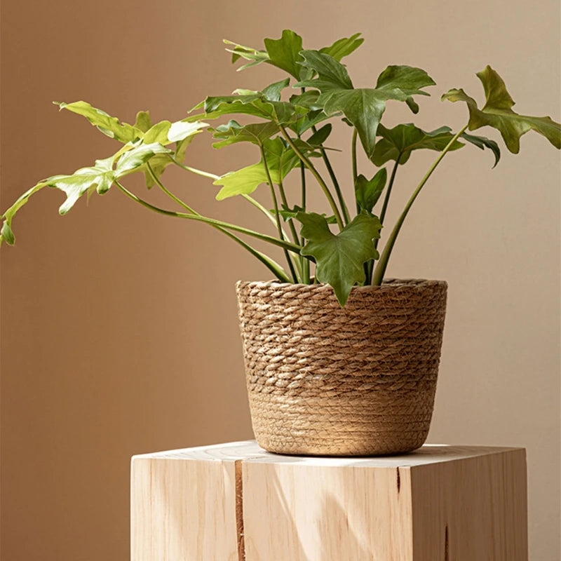 Straw Weaving Plant Pots Containers Hand Woven Plant Pot Cover
