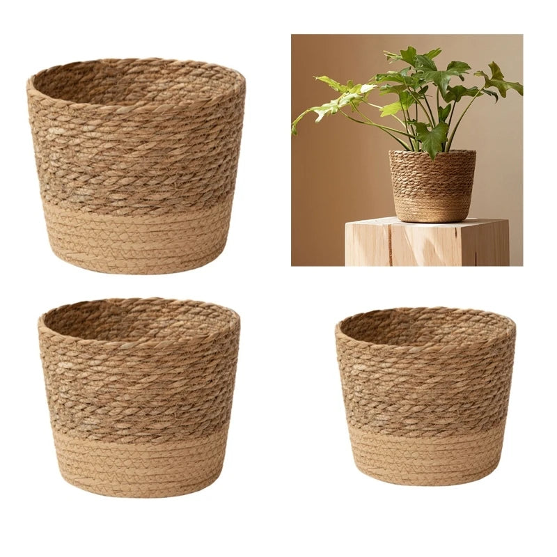 Straw Weaving Plant Pots Containers Hand Woven Plant Pot Cover
