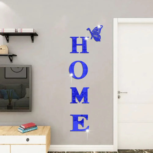 HOME Home Mirror Wall Stickers,Letter Logo Acrylic 3D Mirror Wall