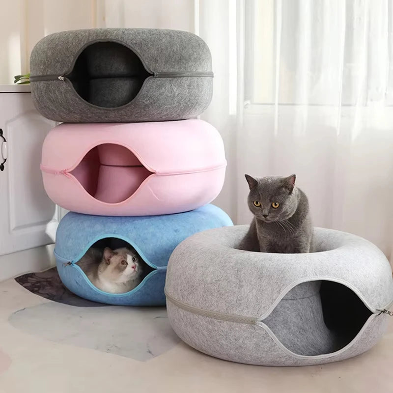 Detachable Pet Cat Tunnel Interactive Game Toy Semi Closed Type Donut