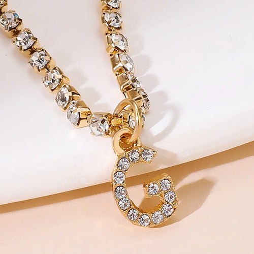 Bohemia Vintage Rhinestone 26 Letter Anklet For Women Summer Beach