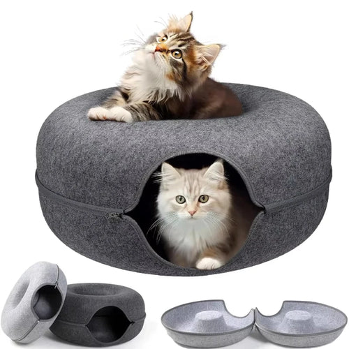 Detachable Pet Cat Tunnel Interactive Game Toy Semi Closed Type Donut