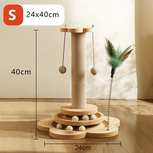 Sisal Scratching Post for Cat Solid Wood Cats Turntable Durable Kitten