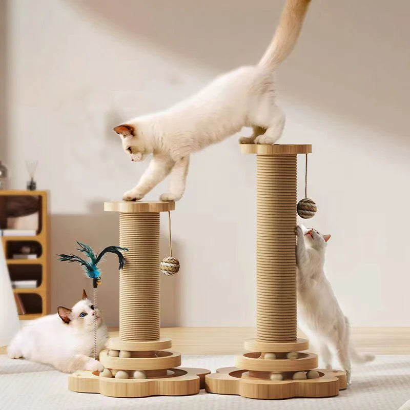 Sisal Scratching Post for Cat Solid Wood Cats Turntable Durable Kitten