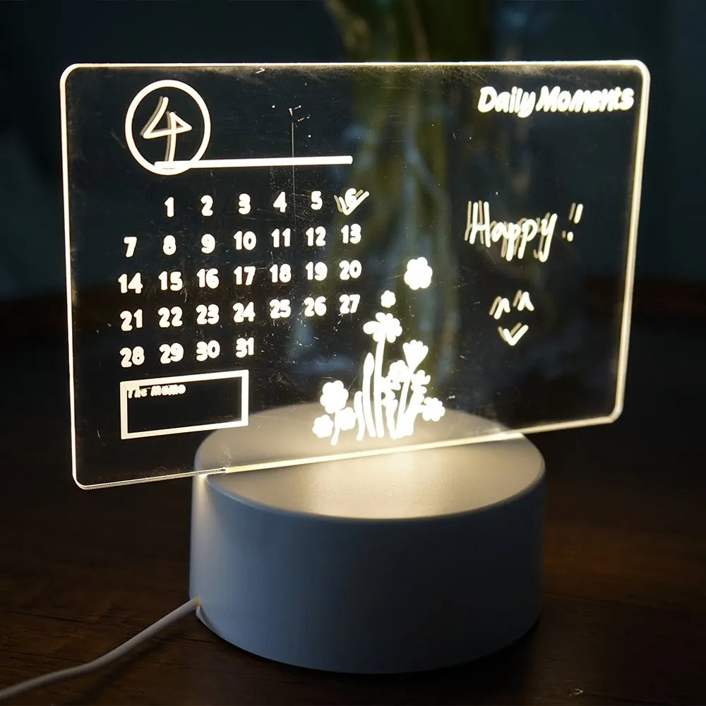 Creative LED Note Board Night Light USB Rewritable Message Board Warm