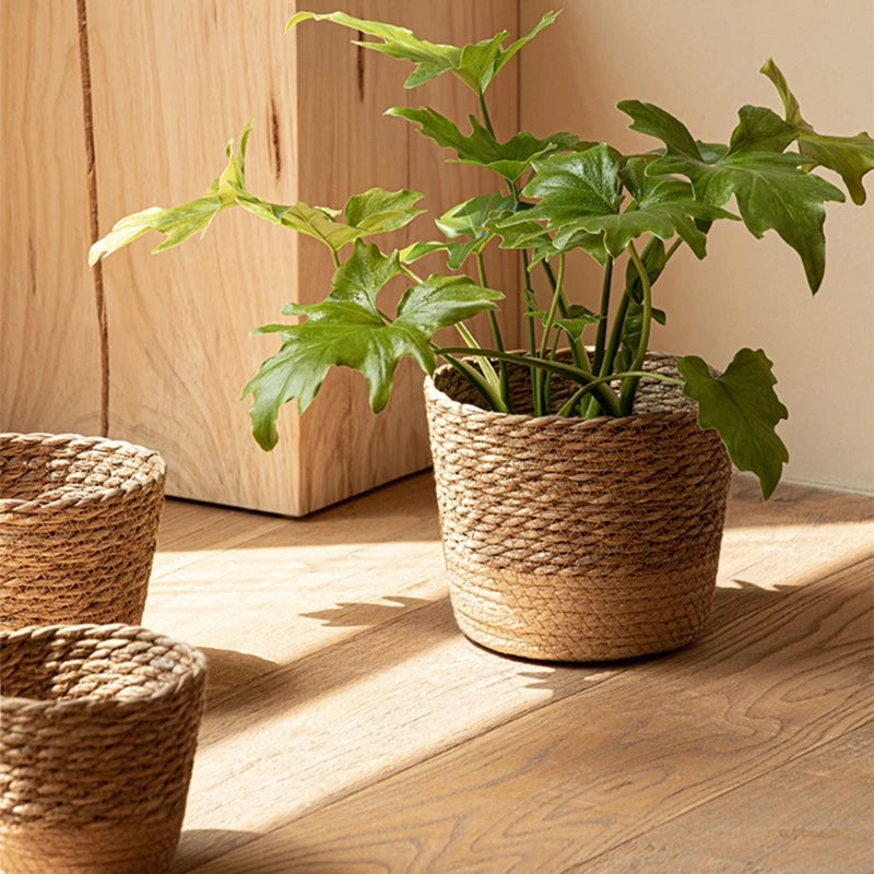 Straw Weaving Plant Pots Containers Hand Woven Plant Pot Cover