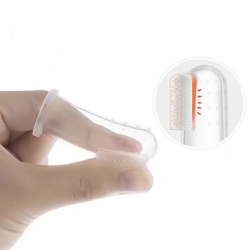 Silicone Soft Pet Finger Cuff Toothbrushes Dog Brush Bad Breath Tartar