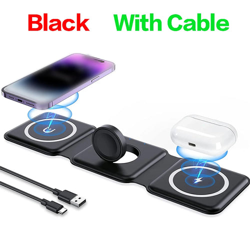 100W 3 in 1 Magnetic Wireless Charger Pad Stand for iPhone 15 14 13
