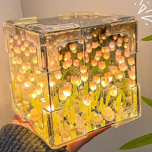 1pc New Creative Diy Tulip Flower Sea Cube Three-Dimensional Small
