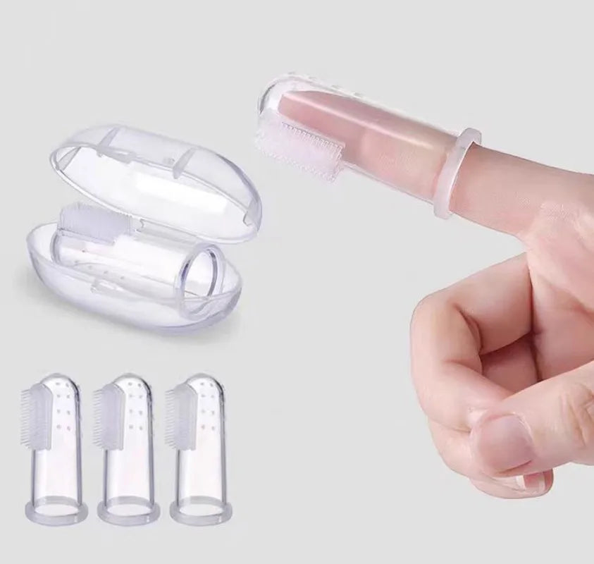 Silicone Soft Pet Finger Cuff Toothbrushes Dog Brush Bad Breath Tartar