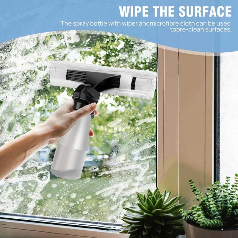 Cordless Window Vac, Rechargeable Window Vacuum Cleaner With Squeegee