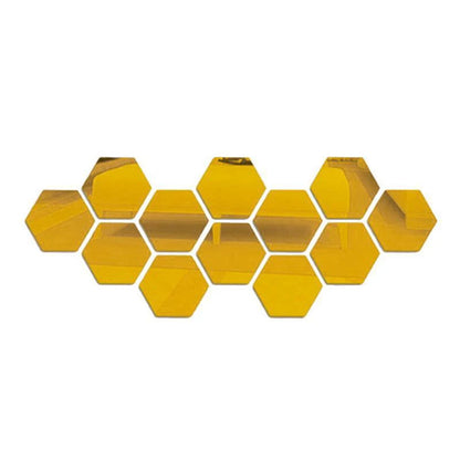 6/12Pcs 3D Mirror Wall Sticker Hexagon Shape Acrylic Self Adhesive