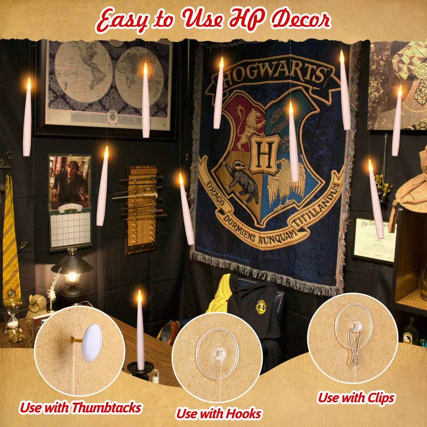12-48 Floating Candles with Magic Wand Christmas Flying Candle