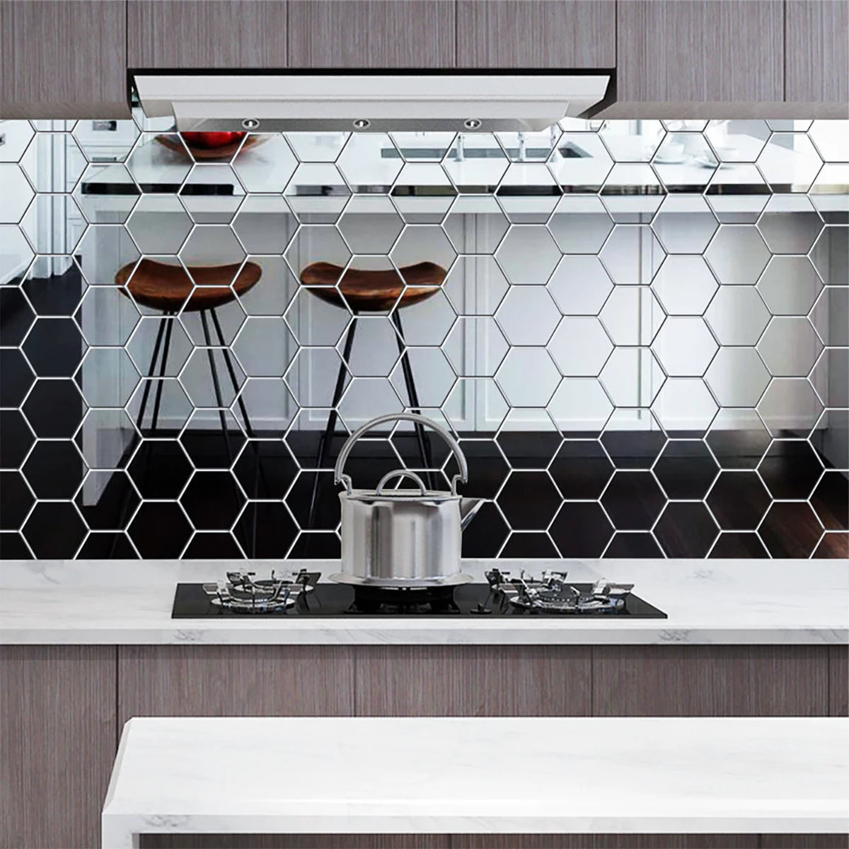 6/12Pcs 3D Mirror Wall Sticker Hexagon Shape Acrylic Self Adhesive