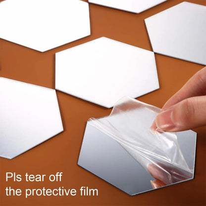 6/12Pcs 3D Mirror Wall Sticker Hexagon Shape Acrylic Self Adhesive