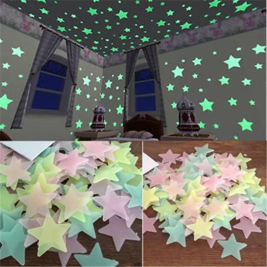 Pvc Stars Glow Stickers Luminous In Dark Night Fluorescent Wall Art 3D