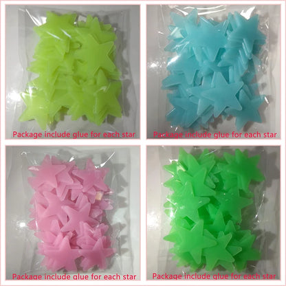 Pvc Stars Glow Stickers Luminous In Dark Night Fluorescent Wall Art 3D
